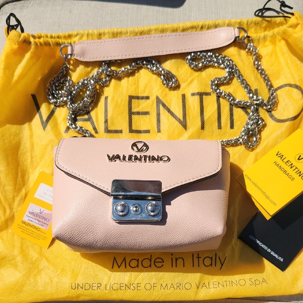 Valentino Blush Pink Crossbody Bag with Silver Accents